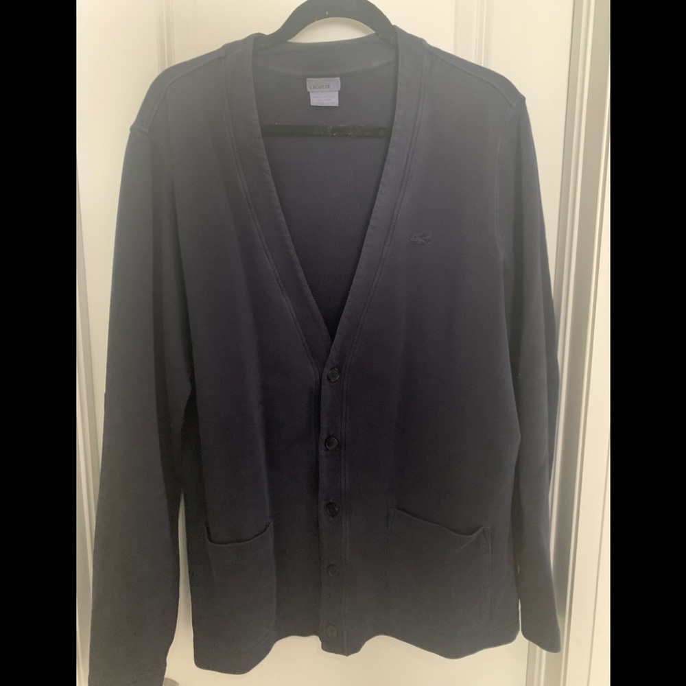 Lacoste Vintage Wash Navy Cardigan